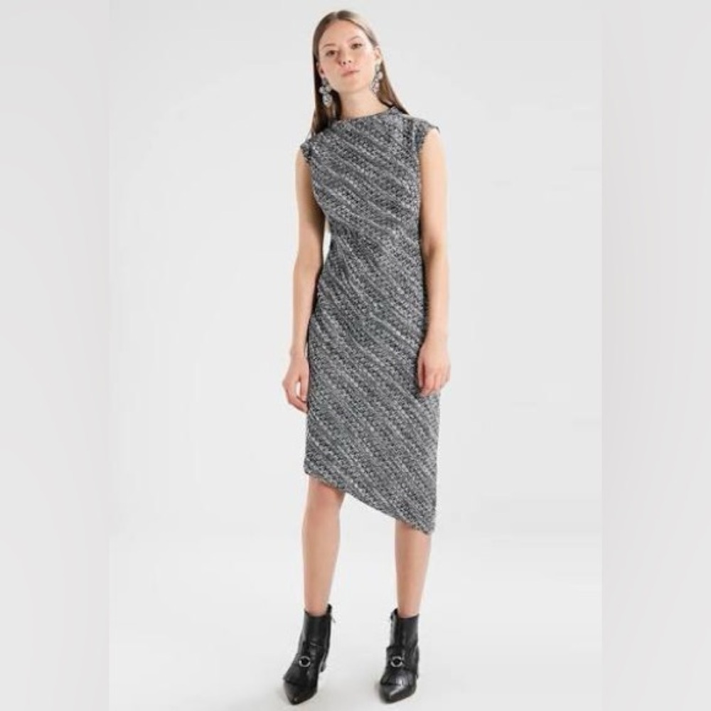 Banana Republic Mock Neck Asymmetrical Tweed Dress
